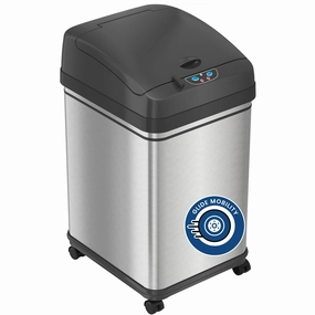 iTouchless Glide 8 Gallon Pet-Proof Sensor Trash Can with Wheels and Odor Control, Stainless Steel Kitchen Garbage Bin Stops Dogs and Cats Getting in