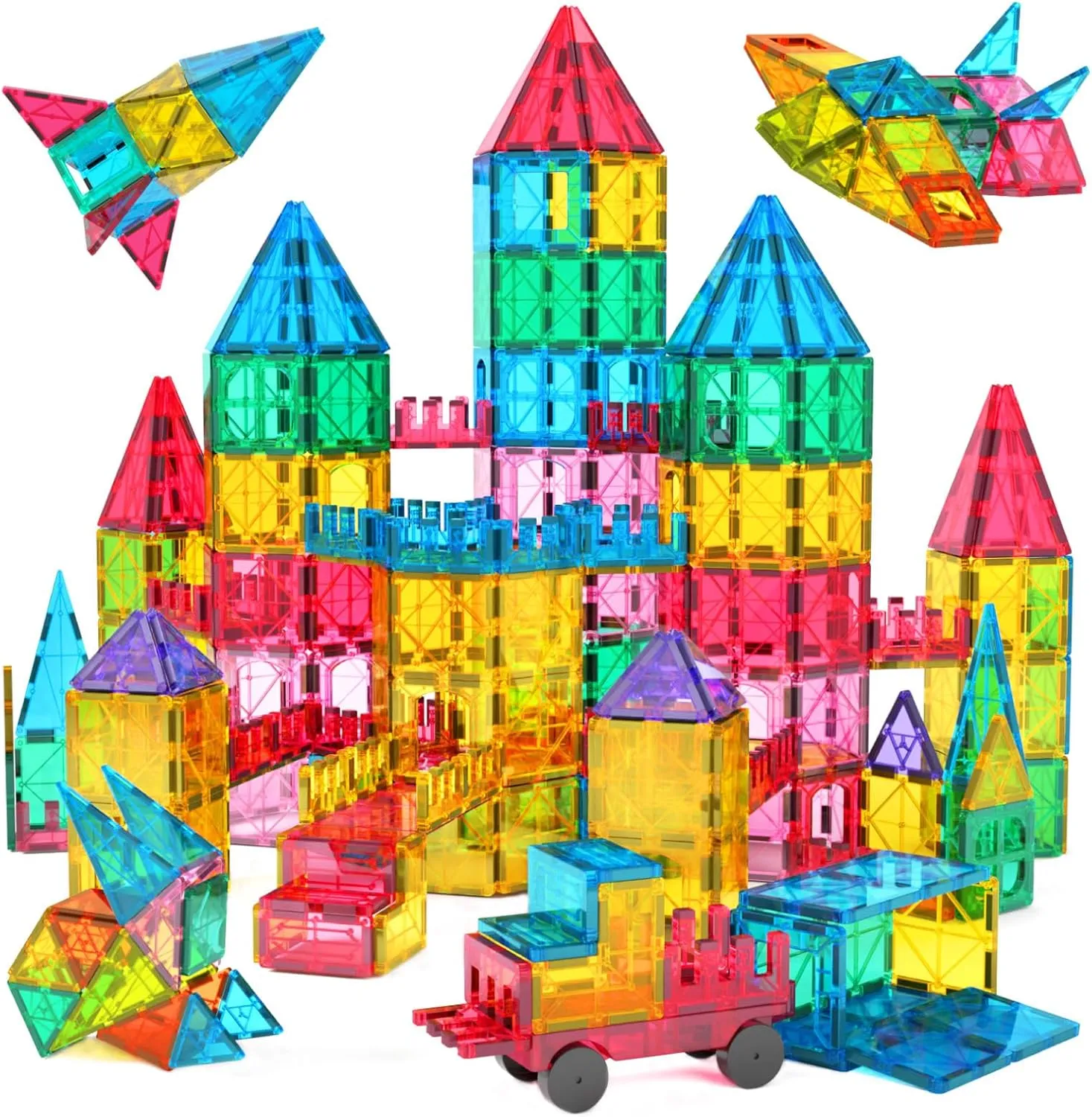 Jasonwell 65pcs Magnetic Tiles Building Blocks Set for Boys Girls Preschool Educational Magnet Construction Kit Stacking STEM Toys Christmas Birthday Gift for Kids Toddler 3 4 5 6 7 8 9 10   Year Old