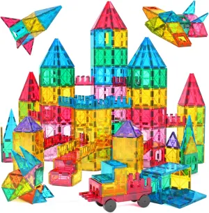Jasonwell 65pcs Magnetic Tiles Building Blocks Set for Boys Girls Preschool Educational Magnet Construction Kit Stacking STEM Toys Christmas Birthday Gift for Kids Toddler 3 4 5 6 7 8 9 10   Year Old