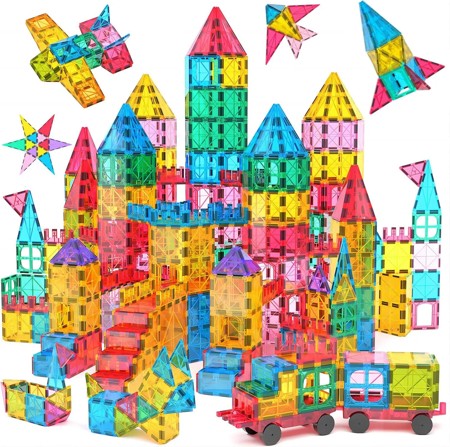 Jasonwell Magnetic Tiles Building Blocks Set for Boys Girls Preschool Educational Magnet Construction Kit Stacking STEM Toys Christmas Birthday Gifts for Kids Toddlers 3 4 5 6 7 8 9 10   Year Old