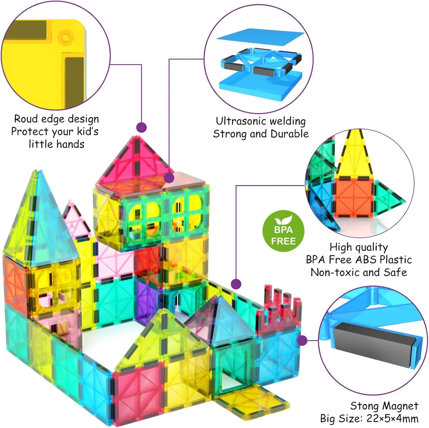 Jasonwell Magnetic Tiles Building Blocks Set for Boys Girls Preschool Educational Magnet Construction Kit Stacking STEM Toys Christmas Birthday Gifts for Kids Toddlers 3 4 5 6 7 8 9 10   Year Old