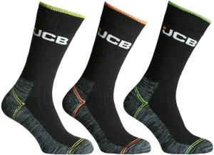 Jcb - Socks - Boot Socks - High-Vis Socks - Men's Socks - Work Socks - Hard Wearing Socks - 3 Pack - Assorted Black Socks - UK 7-12, EUR 39-46