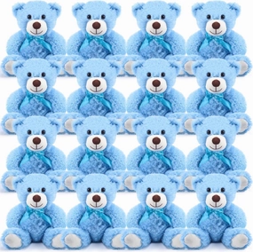 Jenaai 16 Pieces Stuffed Animals Stuffed Bear with Bow Soft Party Gift 13.8 Inch Plush Bears for Baby Shower Centerpieces Wedding Decorations Christmas Valentines Favors Birthday Care(Blue)