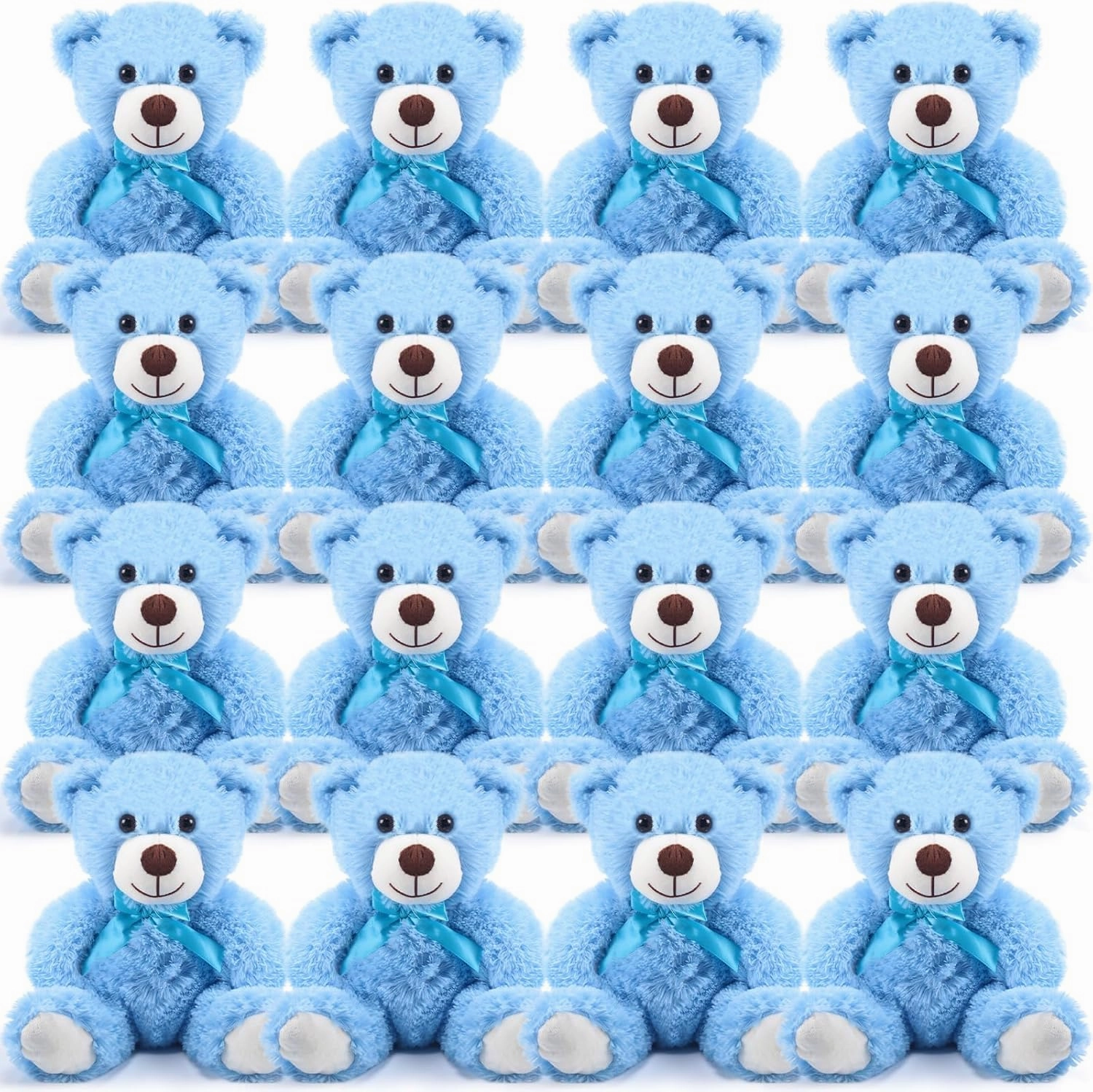 Jenaai 16 Pieces Stuffed Animals Stuffed Bear with Bow Soft Party Gift 13.8 Inch Plush Bears for Baby Shower Centerpieces Wedding Decorations Christmas Valentines Favors Birthday Care(Blue)