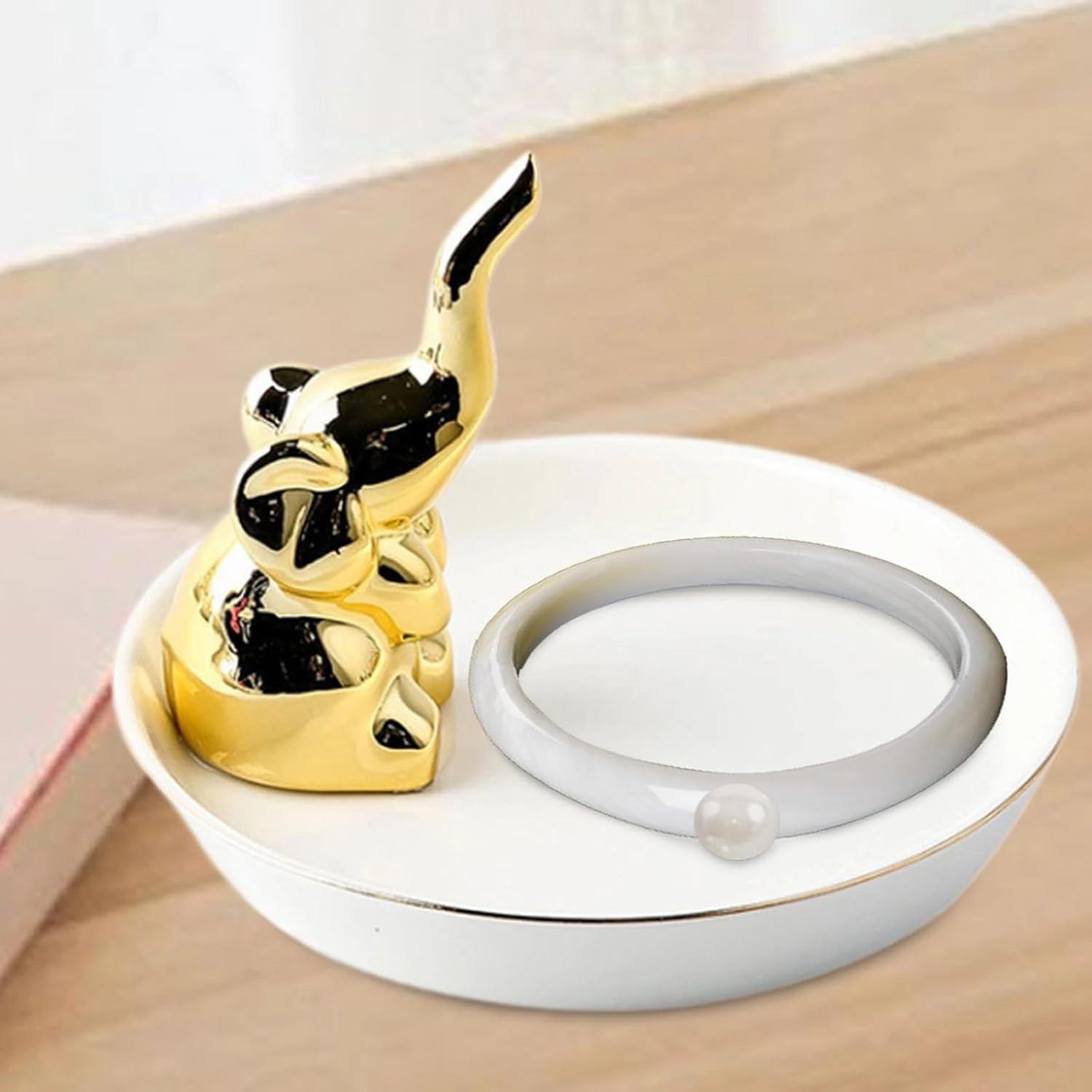 Jewelry Dish, Ring Dish, Multifunctional Jewelry Tray, Dresser Ring Holder, Trinket Dish for Necklace Watch Earrings Keychain, Elephant