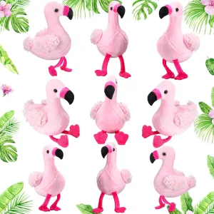 Jexine 9 Pieces Mini Stuffed Animal Plush Stuffed Doll Cute Small Animal Hanging Ornaments Party Supplies Favors for Birthday Gifts Hawaiian Beach Luau Party 5 Inch(Flamingo)
