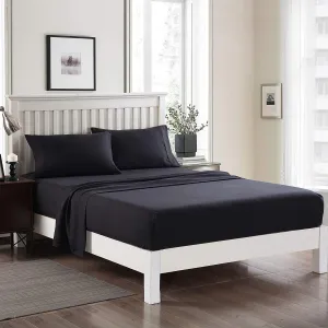 JML Bed Sheet, King Sheet Set 4-Piece 3000 Thread Count Microfiber Bed Sheet Set Deep Pocket Up to 14" - Soft Wrinkle & Fade Resistant, Hypoallergenic Luxury Bedding Set, Black
