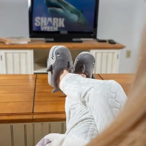 Jokari USB Rechargeable Heated Shark Slippers for Men, Women and Kids. Super Comfy Plush Electric Slippers with Non Slip, Water Resistant Soles, Foam Insole to Keep Feet and Toes Warm (Adult M)