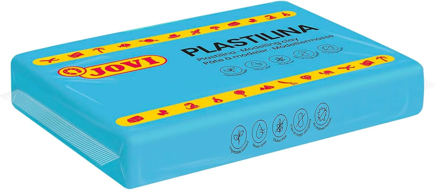 Jovi Modeling Clay, 3 Pounds Total, 4 Non-Drying Bars, 0.77 lb Each, Arts and Crafts (Light Blue)