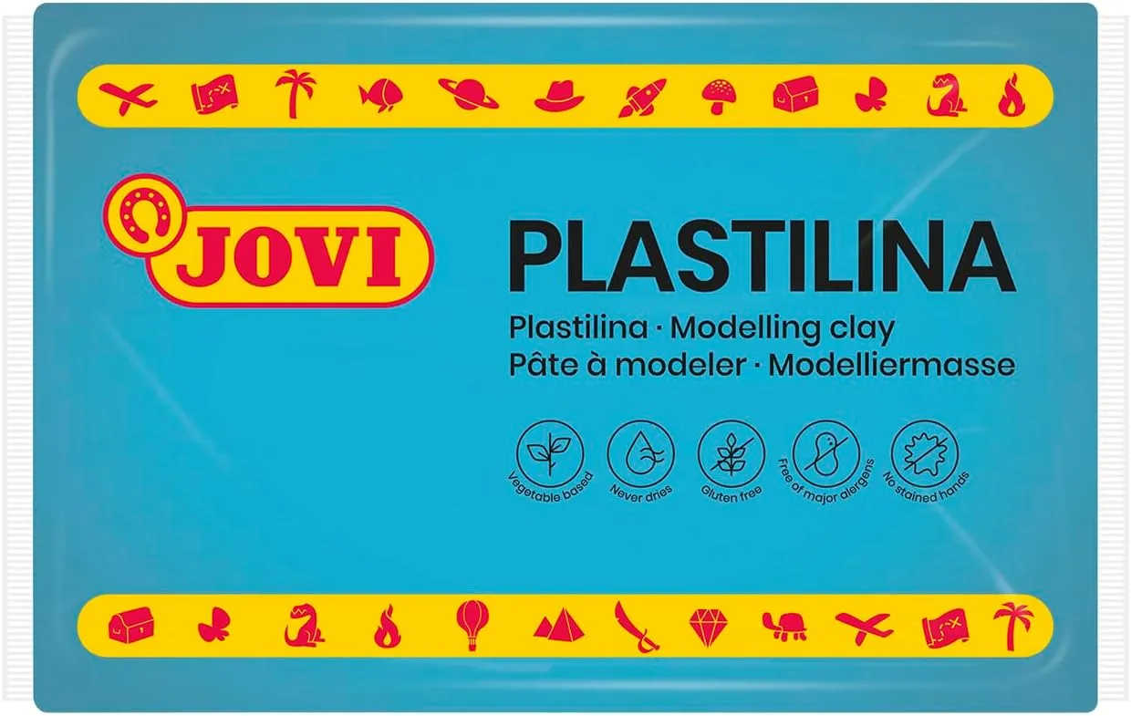 Jovi Modeling Clay, 3 Pounds Total, 4 Non-Drying Bars, 0.77 lb Each, Arts and Crafts (Light Blue)