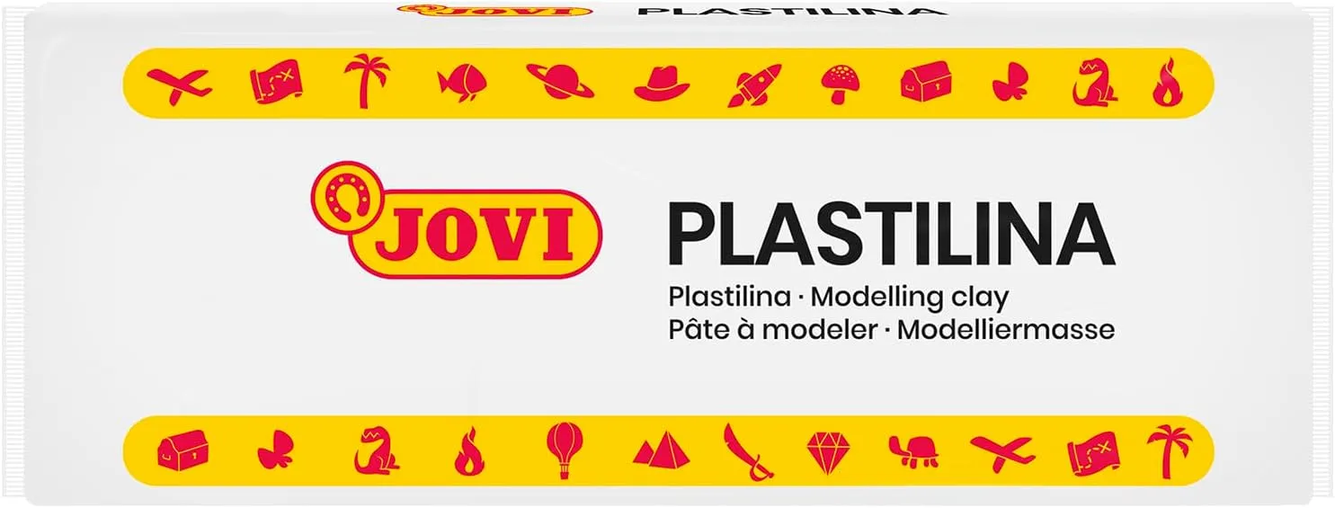 Jovi - Plastilina Pack, Reusable and Non-Drying Modeling Clay, 15 Bars of 5.29 oz Each in White Color, Total of 5 lb, Non-Toxic and Gluten-Free, for Arts and Crafts Projects, Classpack
