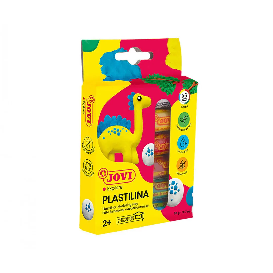 Jovi Plastilina Reusable Non-Drying Modeling Clay 5 Rolls, Set of 6 Colors, Perfect for Arts and Crafts Projects