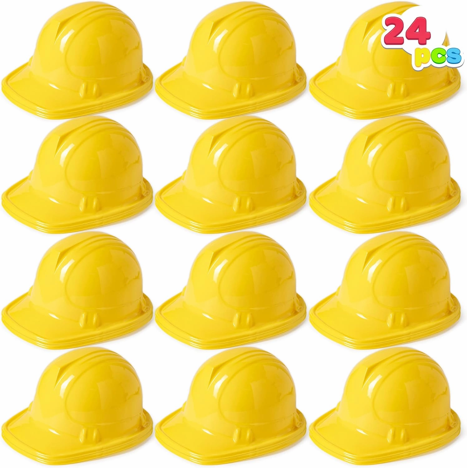 JOYIN 24 Pcs Toy Construction Hard Hats, Soft Plastic Yellow Kids Party Hat, Birthday for Construction Birthday Party, Children’s Engineer,Building Dress Up Hats, Theme Party Favors