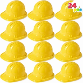 JOYIN 24 Pcs Toy Construction Hard Hats, Soft Plastic Yellow Kids Party Hat, Birthday for Construction Birthday Party, Children’s Engineer,Building Dress Up Hats, Theme Party Favors