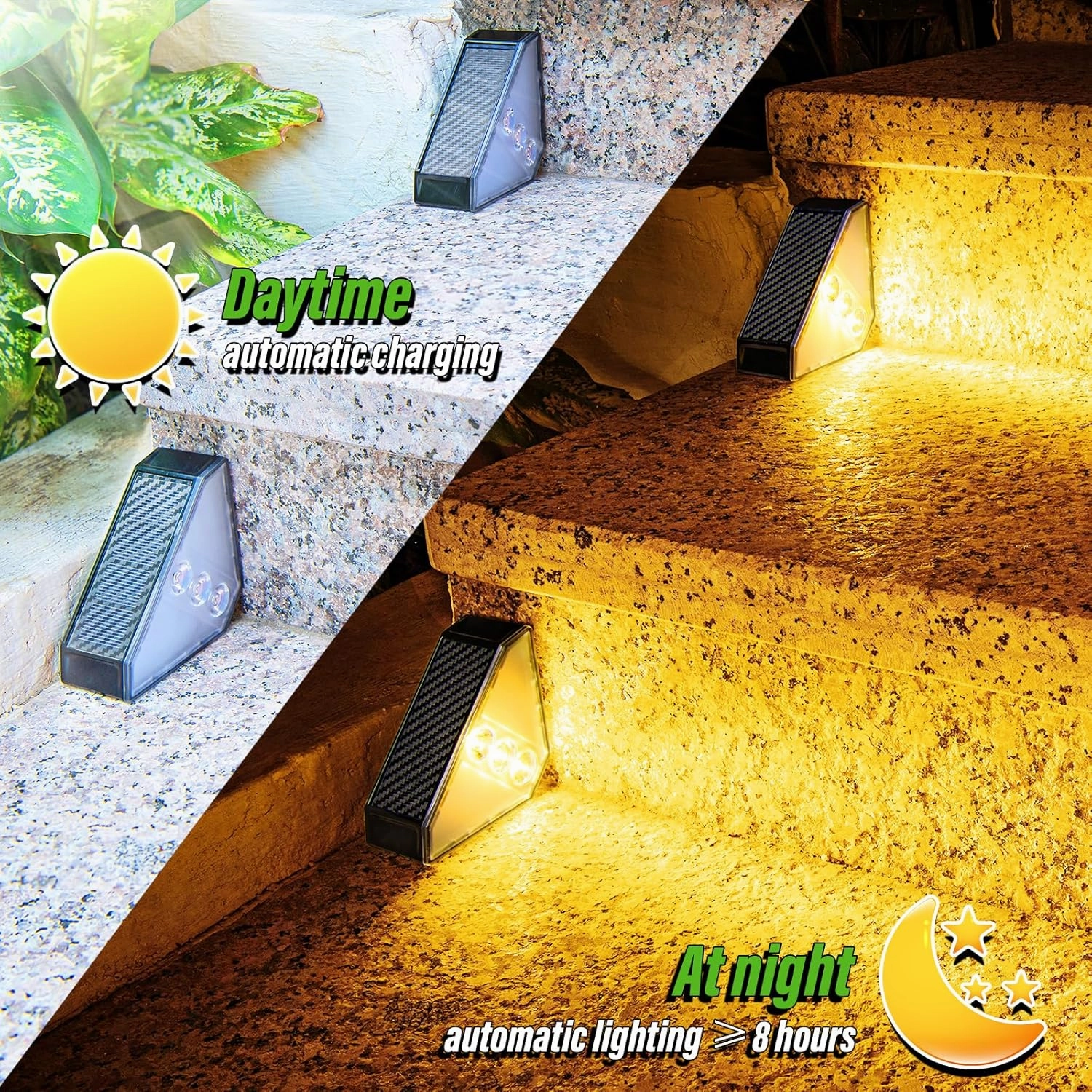 JSOT Solar Step Stair Lights Outdoor Waterproof for Yard Lighting Decor, 16 Pack Solar Powered Deck Fence Lights Outside, Solar Garden Light for Backyard, Front Porch Step, Balcony, Wall, Patio