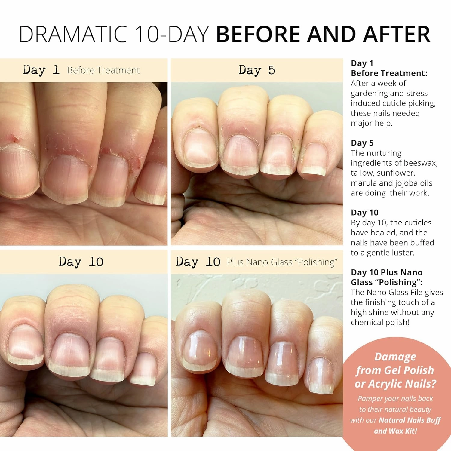 Just Like Jane™ Natural Nails Buff & Wax Kit - New Nano Glass File for Higher Shine!