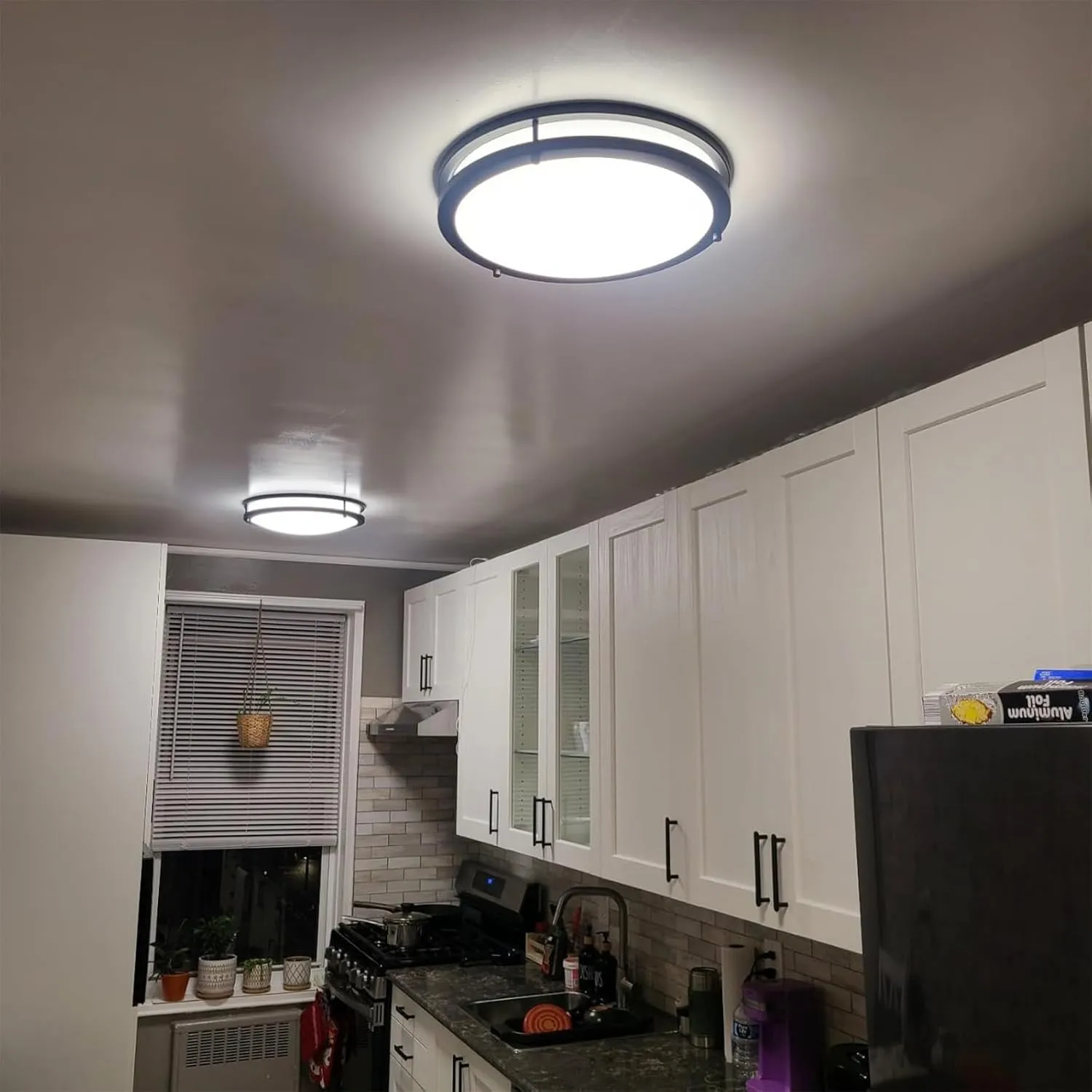 Kalium LED Ceiling Light with Remote 13 Inch Flush Mount Ceiling Light Fixture, 24W 3000K-6000K Adjustable Color Temperature, Dimmable Lighting Fixtures for Kitchen Bedroom Hardwired Installation