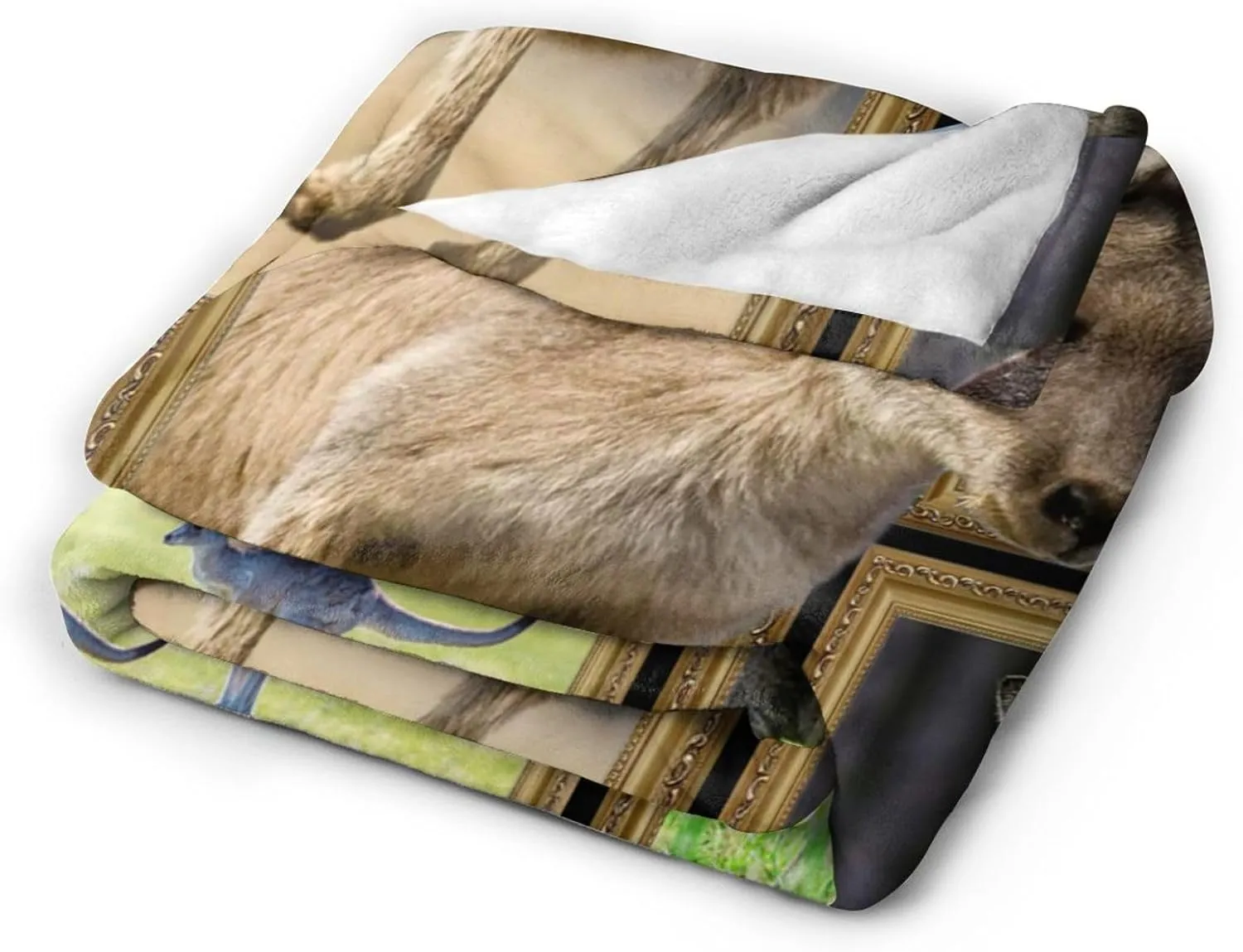 Kangaroo Plush Throw Blanket - Warm Animal Flannel Fleece Bedding for Lovers - Decor Stuff Gifts for Girls Boys Kids Adults - 40"x50" Travel Bed Blanket