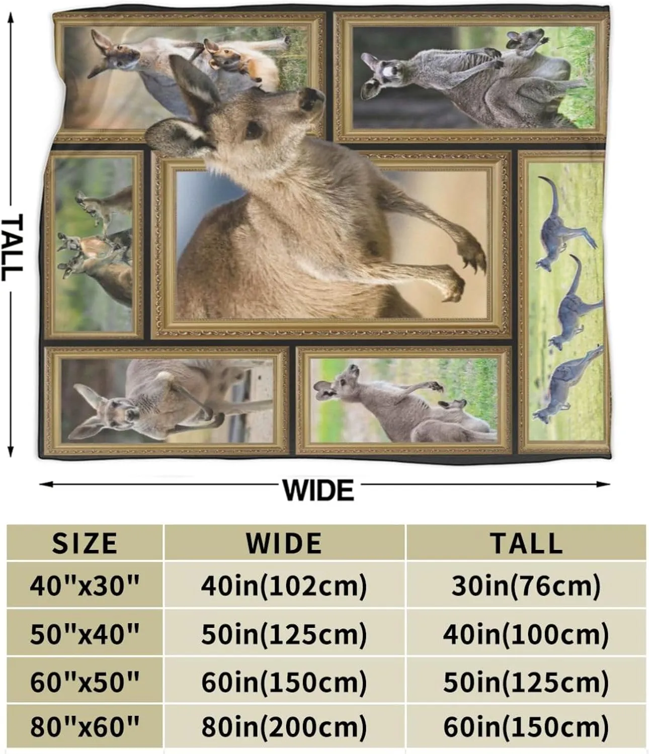 Kangaroo Plush Throw Blanket - Warm Animal Flannel Fleece Bedding for Lovers - Decor Stuff Gifts for Girls Boys Kids Adults - 40"x50" Travel Bed Blanket