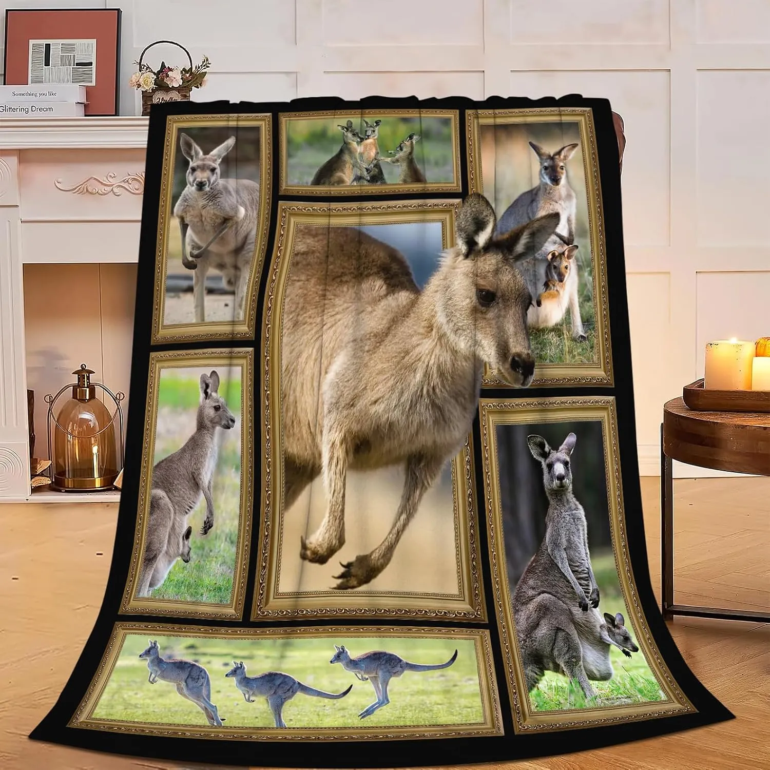 Kangaroo Plush Throw Blanket - Warm Animal Flannel Fleece Bedding for Lovers - Decor Stuff Gifts for Girls Boys Kids Adults - 40"x50" Travel Bed Blanket