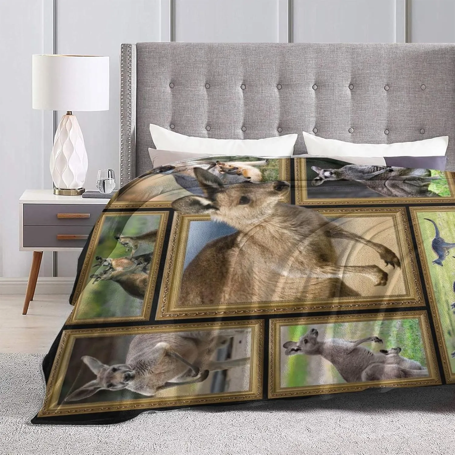 Kangaroo Plush Throw Blanket - Warm Animal Flannel Fleece Bedding for Lovers - Decor Stuff Gifts for Girls Boys Kids Adults - 40"x50" Travel Bed Blanket