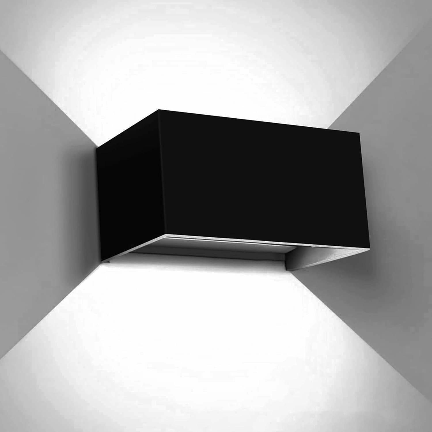 Kawell 12W Modern Wall Light LED Wall Sconce Up Down Adjustable Beam Angle Aluminum Wall Lamp LED Indoor Outdoor Waterproof IP65 for Bedroom Bathroom Corridor Living Room Stairs Hallway, Black 6000K
