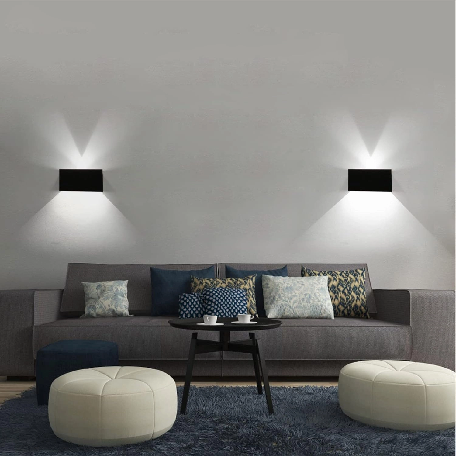 Kawell 12W Modern Wall Light LED Wall Sconce Up Down Adjustable Beam Angle Aluminum Wall Lamp LED Indoor Outdoor Waterproof IP65 for Bedroom Bathroom Corridor Living Room Stairs Hallway, Black 6000K