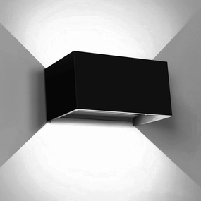 Kawell 12W Modern Wall Light LED Wall Sconce Up Down Adjustable Beam Angle Aluminum Wall Lamp LED Indoor Outdoor Waterproof IP65 for Bedroom Bathroom Corridor Living Room Stairs Hallway, Black 6000K