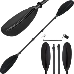 Kayak Paddle, Telescoping Canoe Paddle Boat Oars Fishing Adults with Kayak Paddles Leash Steel Material Adjustable Sturdy Black(94inch)