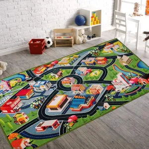 Kids Car Rug Play Mat for Kids,31"X59" Rug,Car with Roads Bedroom, Kid Carpet Toddler Boy,Car Area Non-Slip Backing,Car Educational Cars and Toys