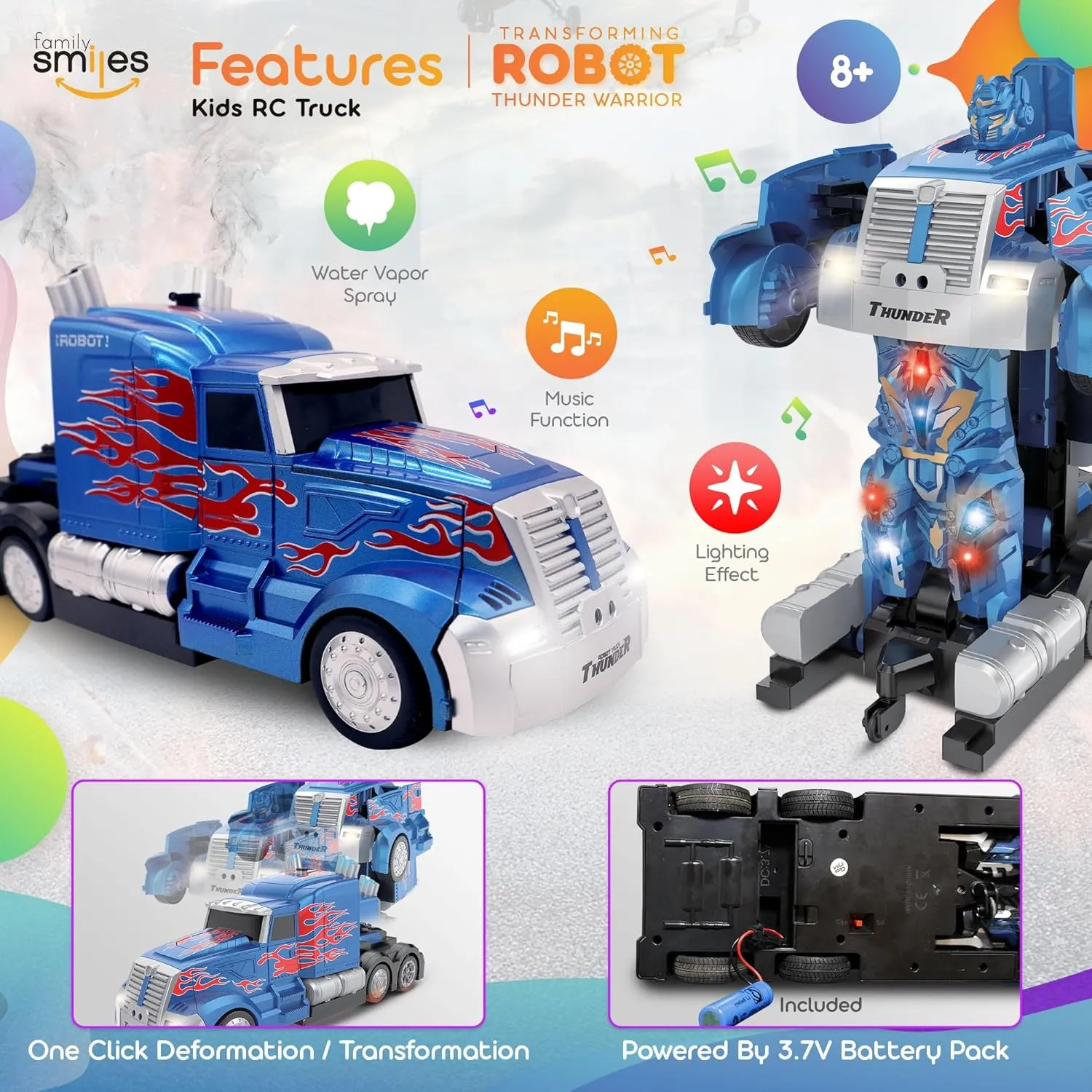 Kids Transforming Robot RC Truck Toys for Boys Ages 8-13 Years Remote Control Car Gift