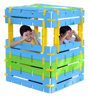 Kids Constructa Den Building Set in Bright Colors - Children Construction Creative Kit - 2  Years - 76 Pieces
