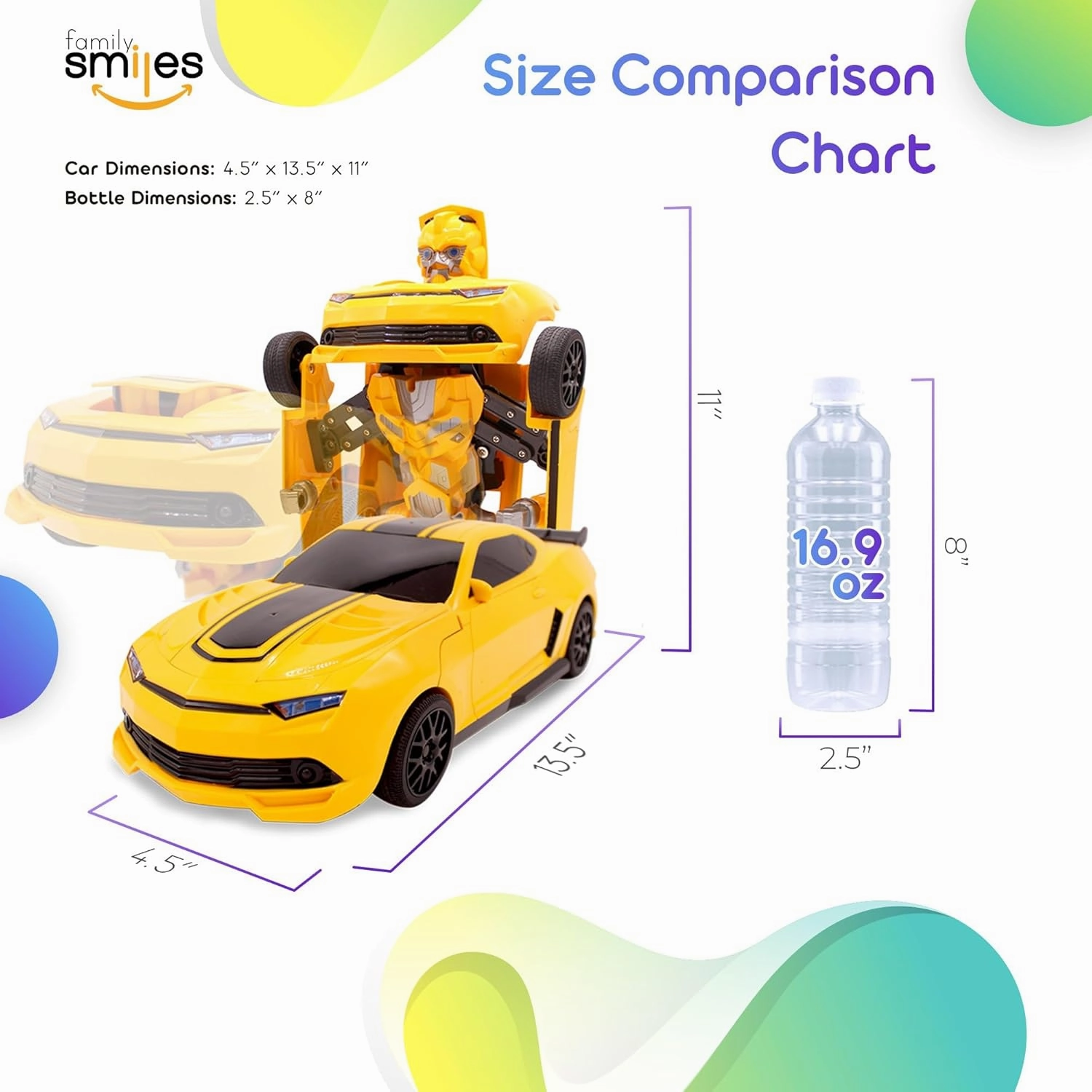 Kids Transforming Robot RC Car Toys for Boys 8-13 Remote Control Gift Yellow