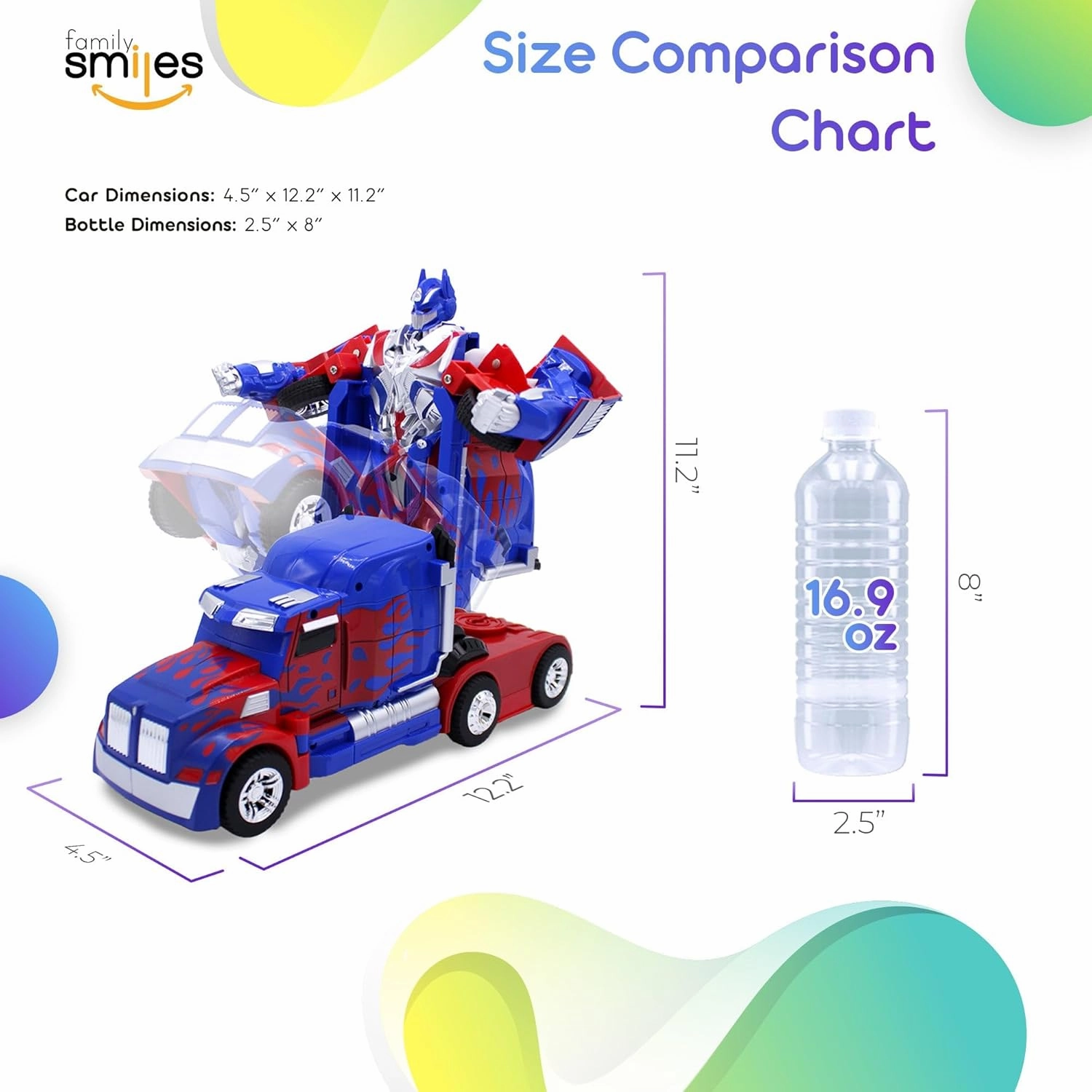 Kids Transforming Robot RC Truck Toys for Boys 8-13 Remote Control Car Gift Blue