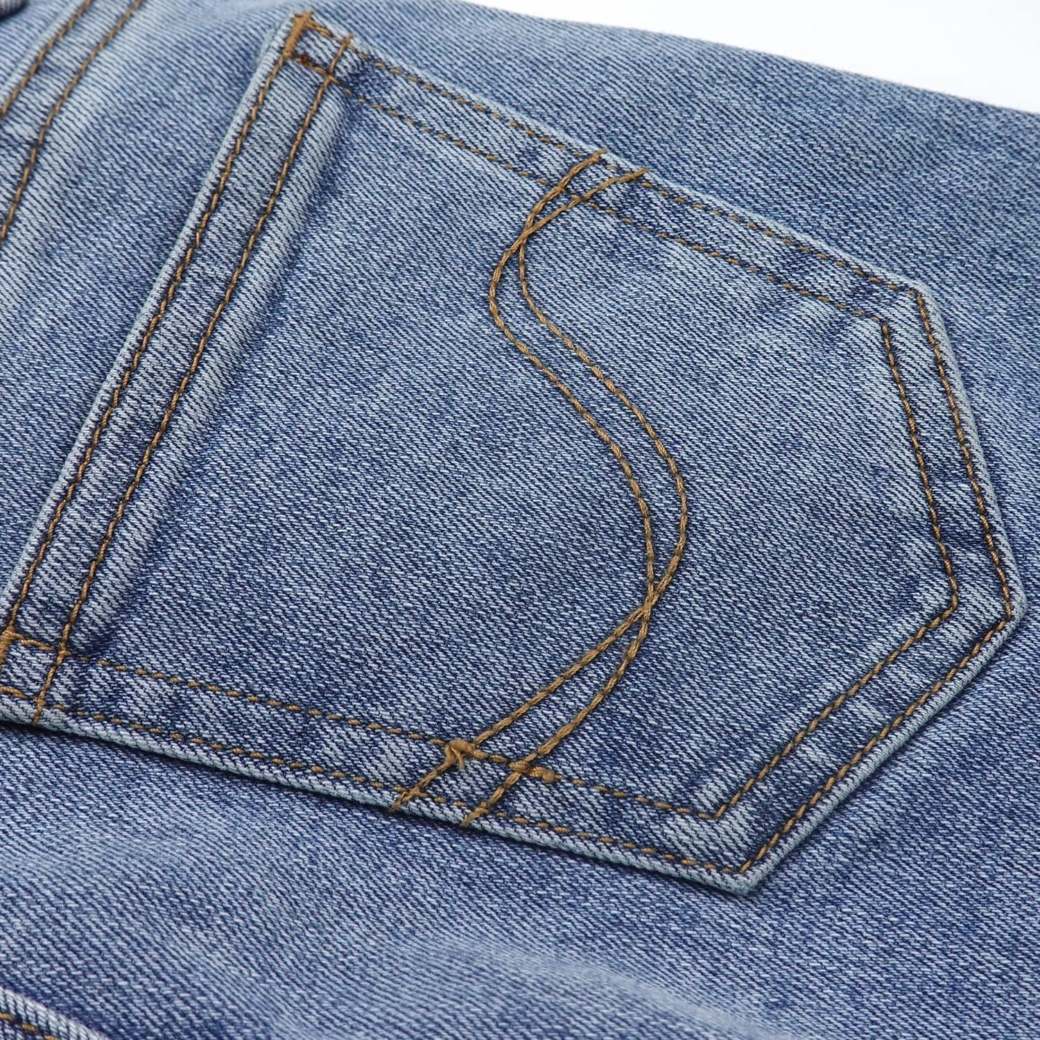 KIDSCOOL SPACE Girls Jeans,Raw Edge 3 Buttons Stretchy Bell-Bottom Denim Pants