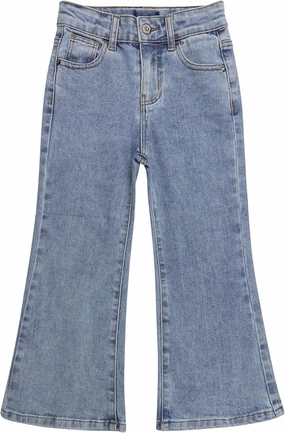 KIDSCOOL SPACE Girls Jeans,Raw Edge 3 Buttons Stretchy Bell-Bottom Denim Pants
