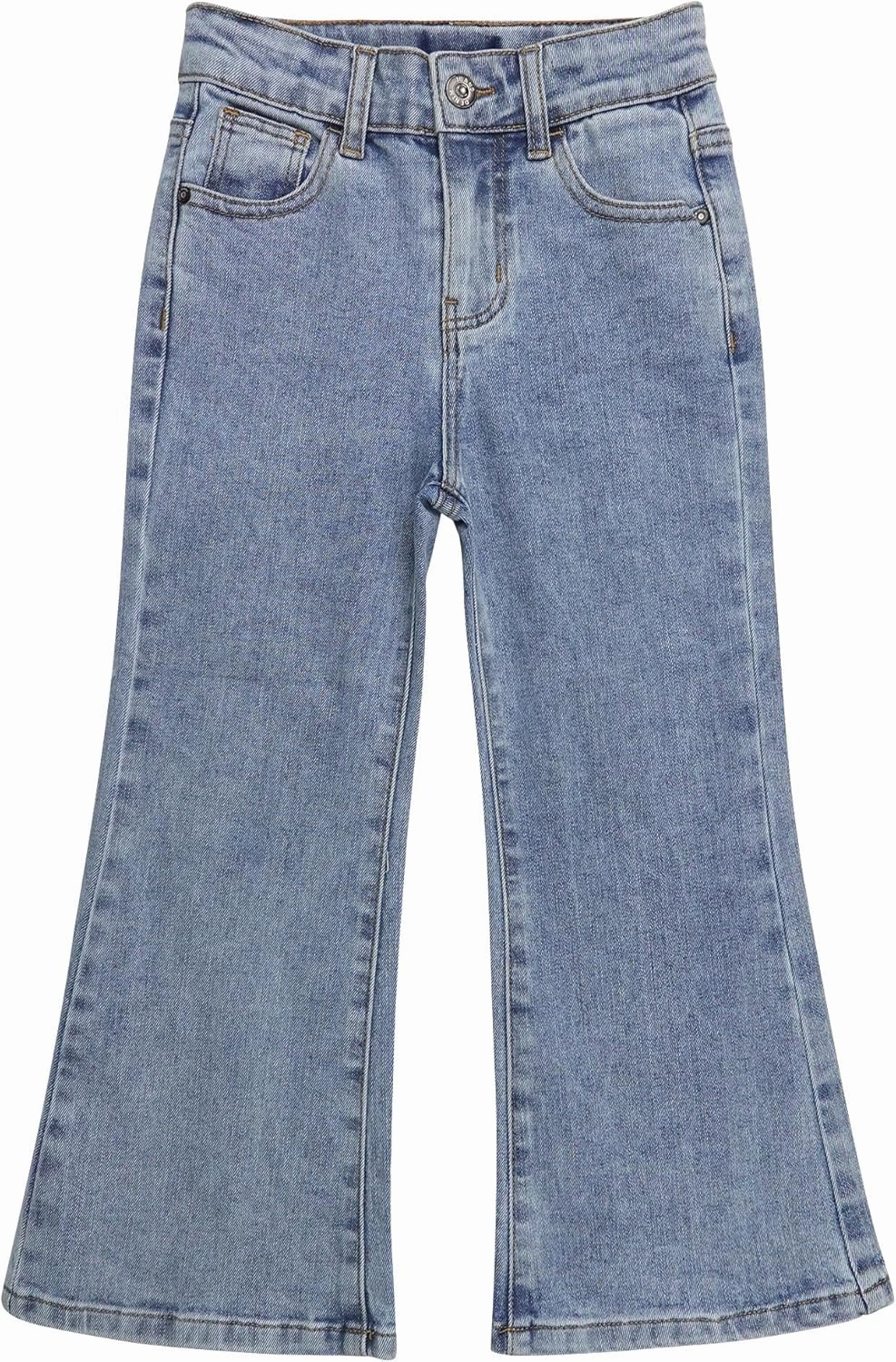 KIDSCOOL SPACE Girls Jeans,Raw Edge 3 Buttons Stretchy Bell-Bottom Denim Pants