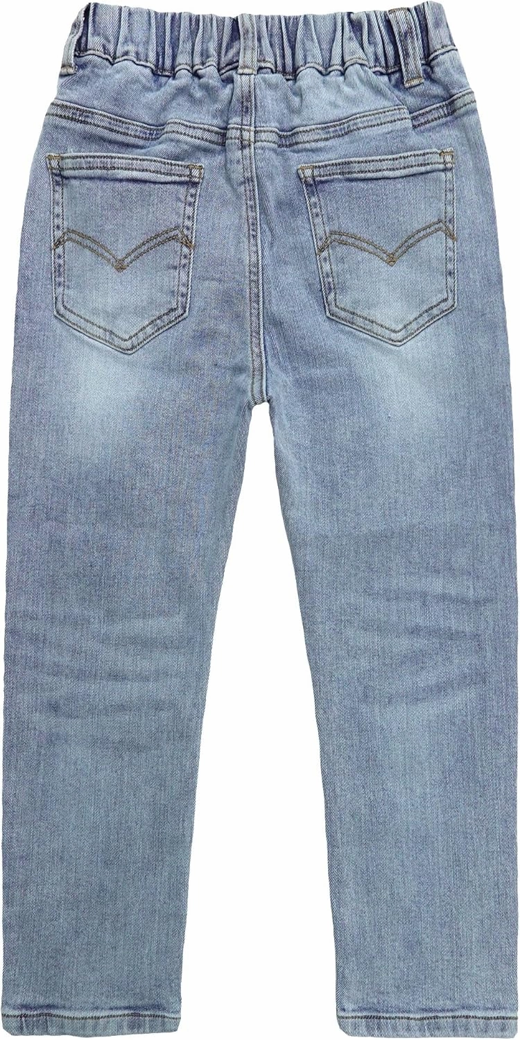 KIDSCOOL SPACE Girls Slim Fit Pull On Jeans,Ribbed Waistband Stretch Denim Pants