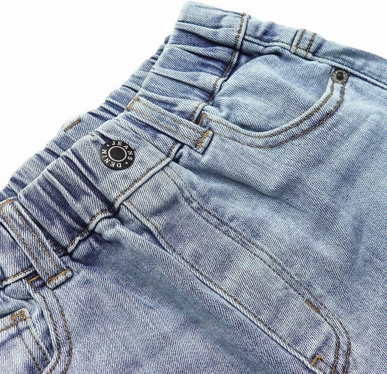KIDSCOOL SPACE Girls Slim Fit Pull On Jeans,Ribbed Waistband Stretch Denim Pants
