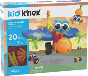 K'NEX Kid Wings & Wheels Building Set - 65 Pieces - Ages 3  - Preschool Educational Toy