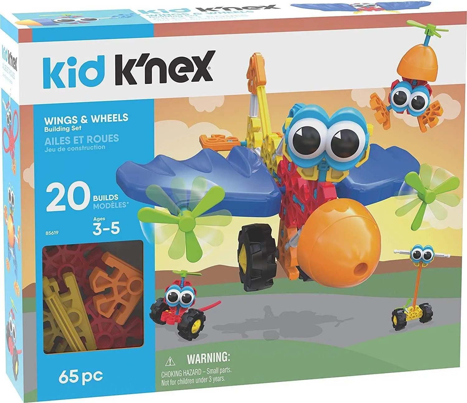 K'NEX Kid Wings & Wheels Building Set - 65 Pieces - Ages 3  - Preschool Educational Toy