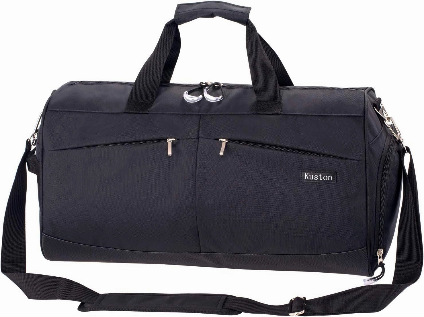 Kuston Sports Gym Bag with Shoes Compartment &Wet Pocket Gym Duffel Bag Overnight Bag for Men and Women-Black