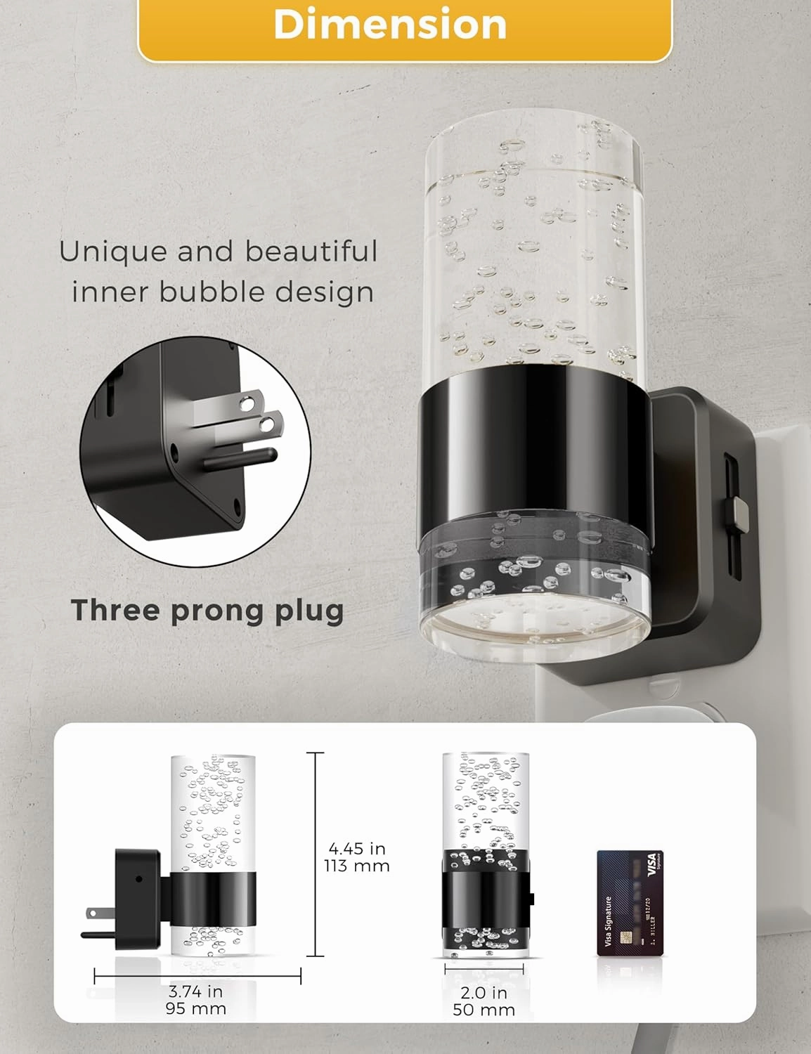 L LOHAS LED Night Light,Dimmable Night Lights Plug into Wall, 2 Pack Acrylic Nightlights with 0-100 LM Adjustable Brightness, 3000K Plug in Night Light with Dusk to Dawn Sensor, for Bathroom Hallway