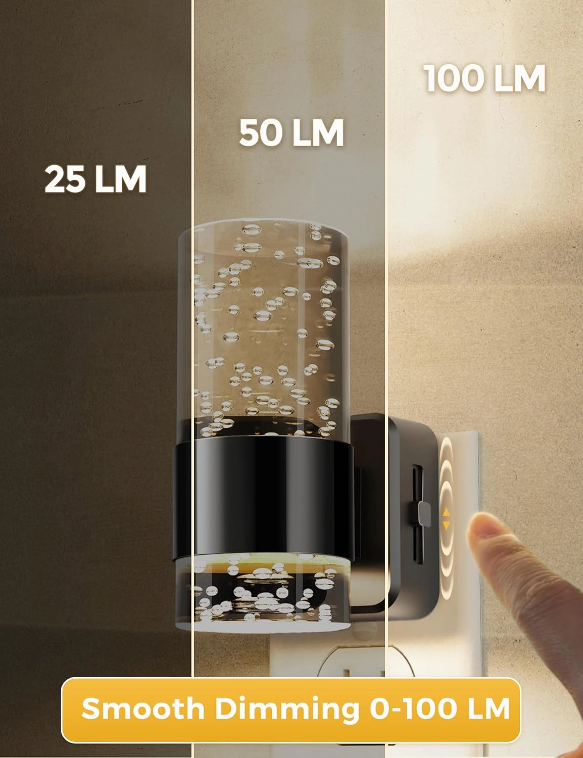 L LOHAS LED Night Light,Dimmable Night Lights Plug into Wall, 2 Pack Acrylic Nightlights with 0-100 LM Adjustable Brightness, 3000K Plug in Night Light with Dusk to Dawn Sensor, for Bathroom Hallway