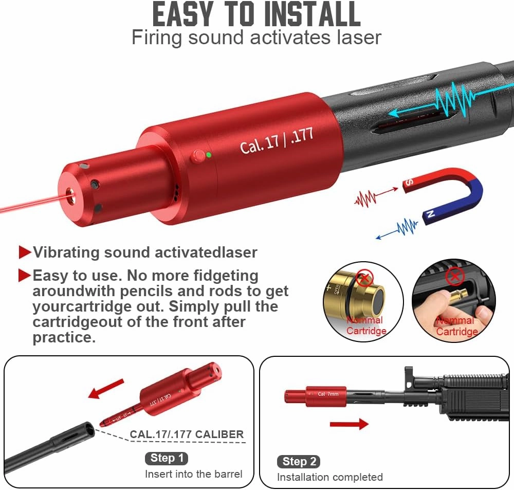 Laser Training Cartridge   Bore Sighter Upgraded 2-in-1 Magnetic Dry Fire Laser Bullet Boresight for 9mm / 12 GA / 22 LR / 38 spl / 30-30/5.56mm / 223 Rem Multiple Calibers