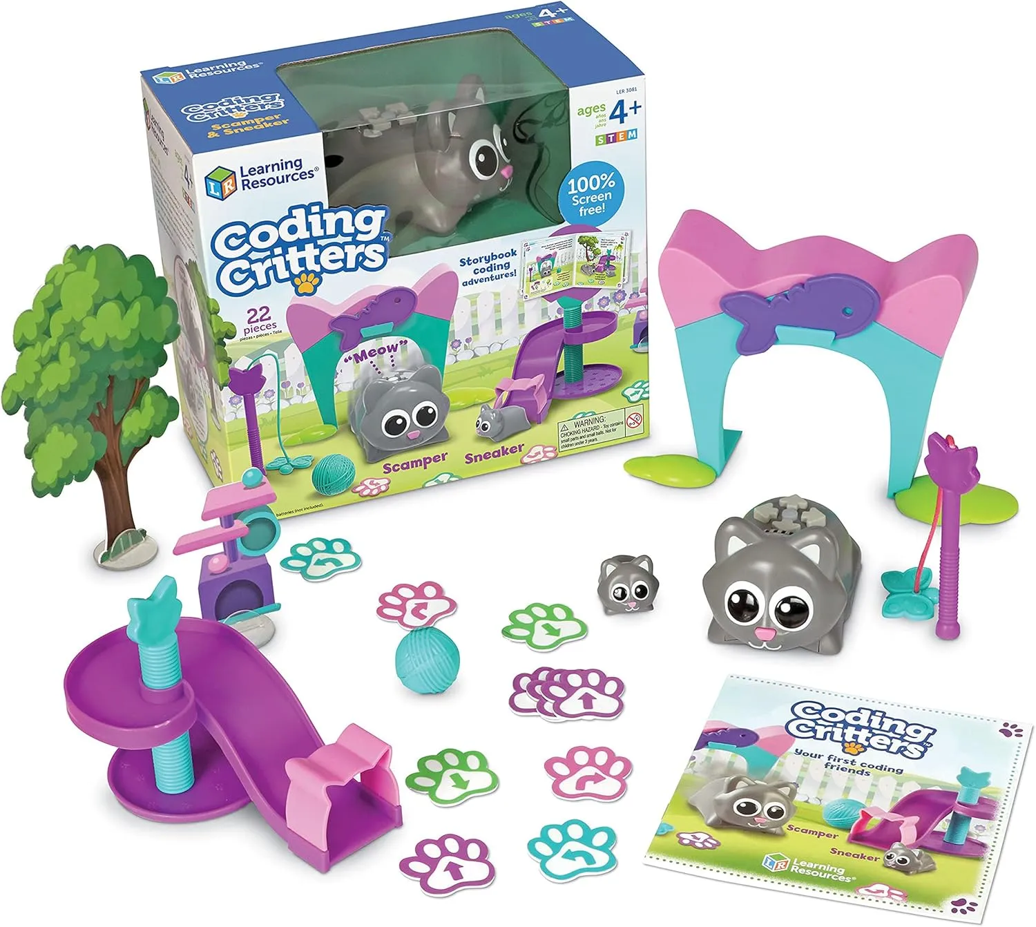 Learning Resources Coding Critters Scamper & Sneaker - 22 Pieces, Ages 4  Educational Learning Games, Screen-Free Early Coding Toy for Kids, Interactive STEM Coding Pet