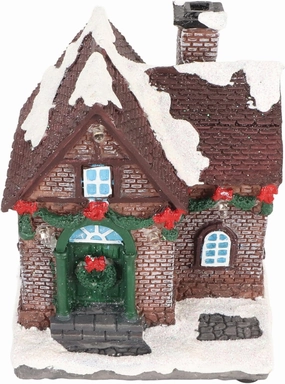 LED Lighted Christmas Village House, Log Cabin Tabletop Display, Snowy Christmas Village Building, Christmas House Decor Garden Landscape for Bedroom (Type A)