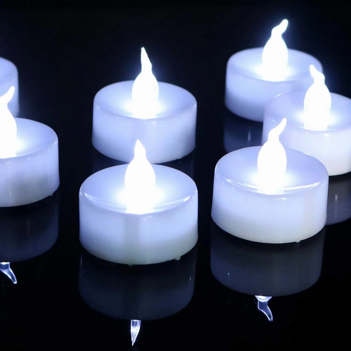 Led tealights,50 Pack Flameless Candles Lights Realistic Flickering Battery Operated Led Tea Lights Candles for Christmas,Wedding, Birthday, Halloween Gifts Home Decoration in Cool White
