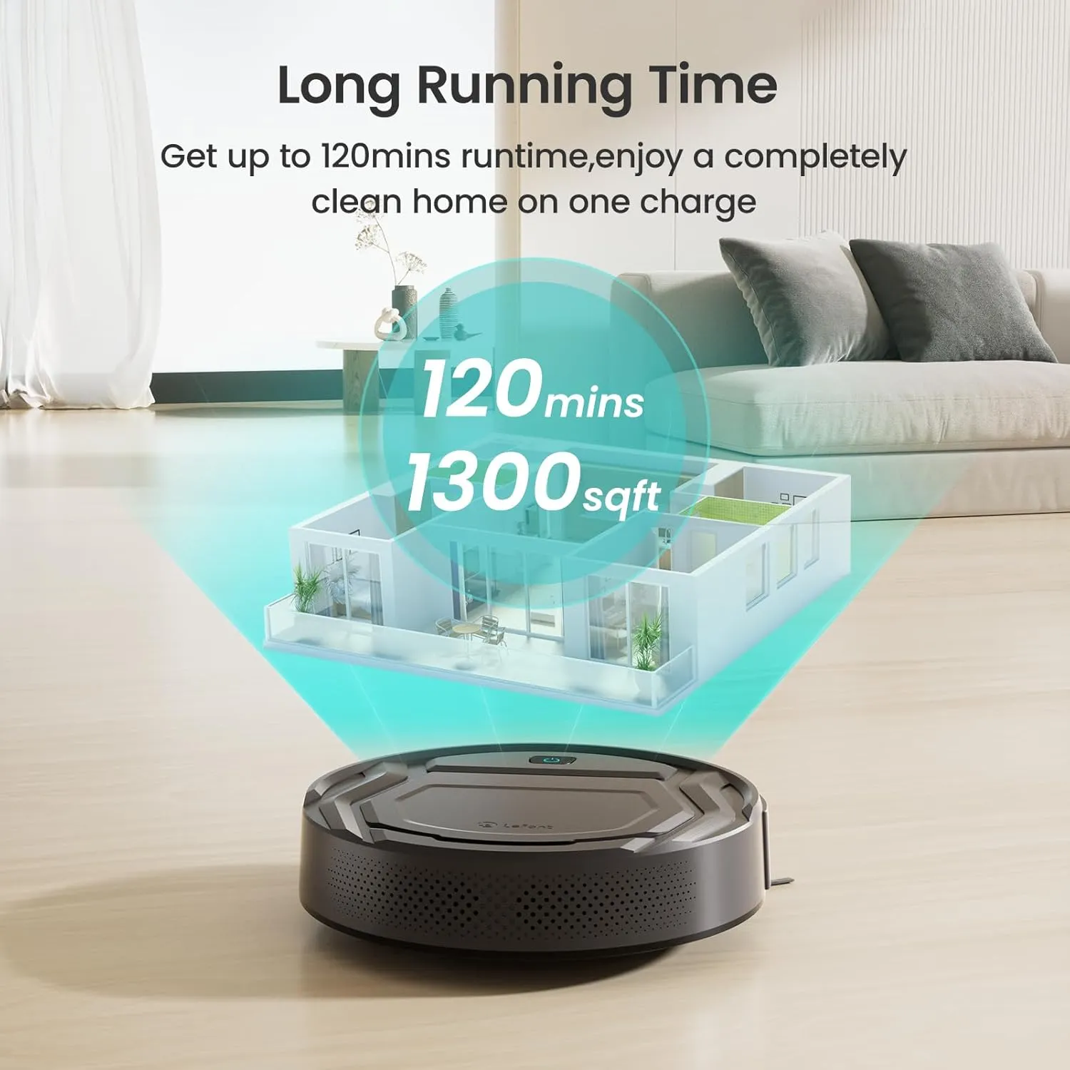 Lefant Robot Vacuum Cleaner Slim Quiet,2200Pa Powerful Suction,120 Mins Runtime,6 Cleaning Modes,Wi-Fi/App/Alexa,Self-Charging Pet Hair Robotic Vacuum Ideal for Hard Floor,Low-Pile Carpet,M210 Pro