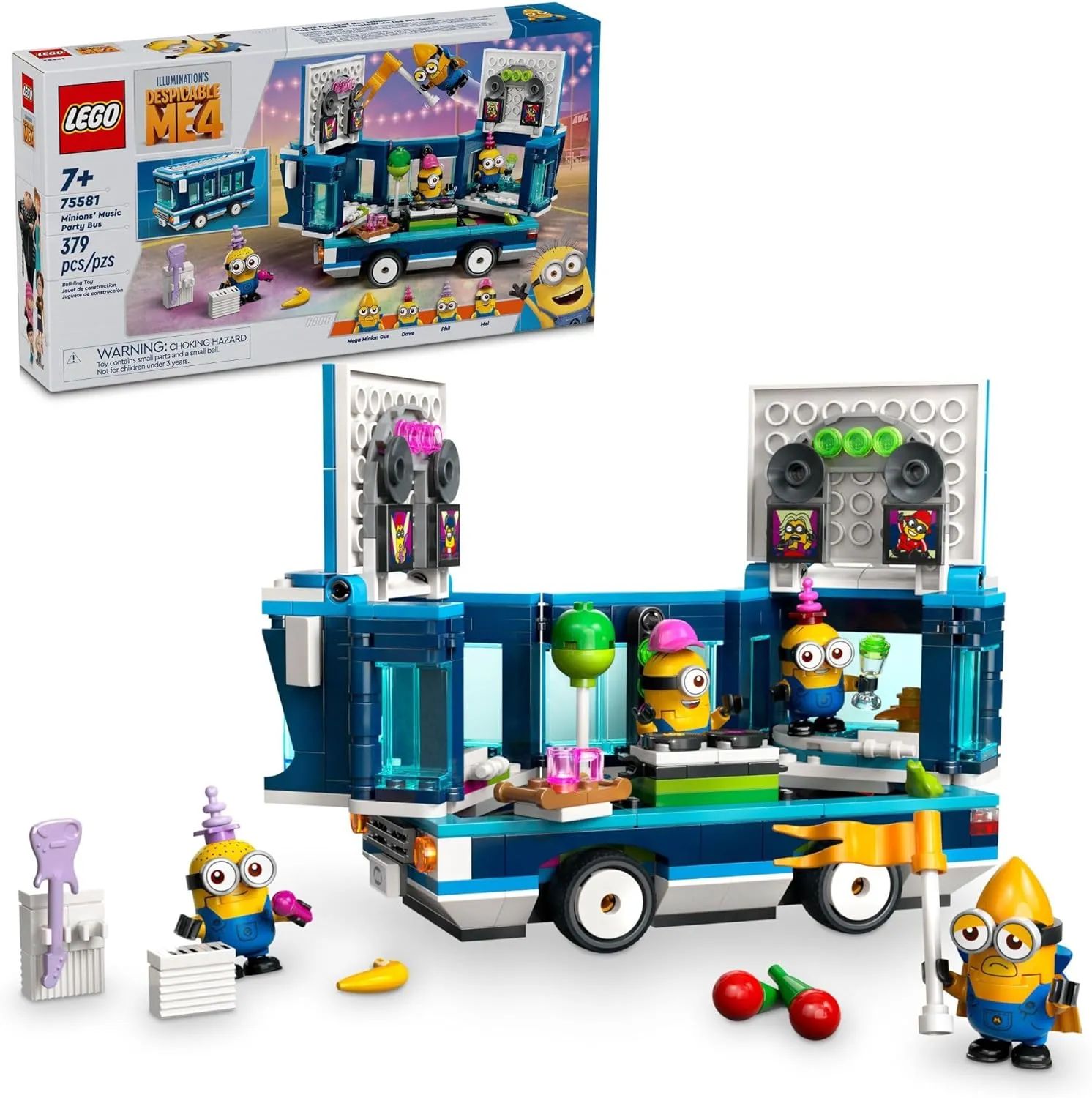 LEGO Despicable Me 4 Minions’ Music Party Bus, Creative Building Toy for Kids, Fun Despicable Me Toy Playset, Gift for Boys and Girls Aged 7 and Up, 75581